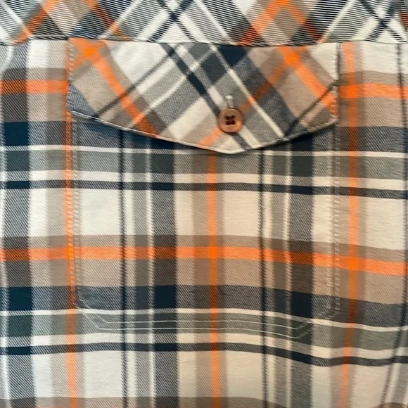 L.L.BEAN women’s XL Plaid Shirt Organic Cotton Blend. Green, Orange, Blue, Sage - Picture 3 of 11